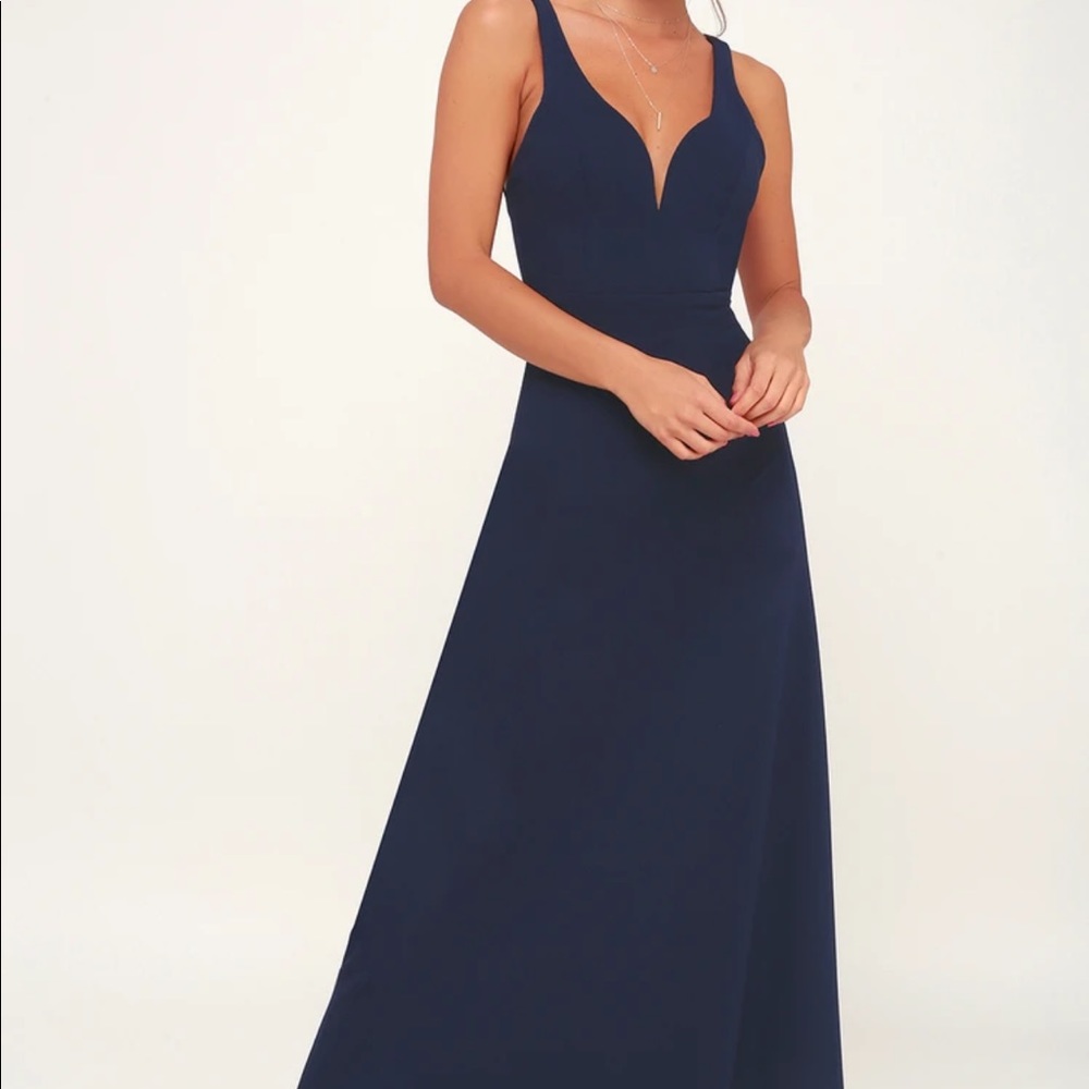 Lulus glamour than this navy maxi sleeveless dress